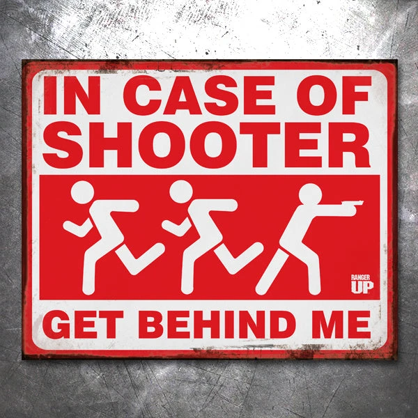 PTS Signs In Case Of Shooter Vintage Tin Sign 3 PTS Signs In Case Of Shooter Vintage Tin Sign
