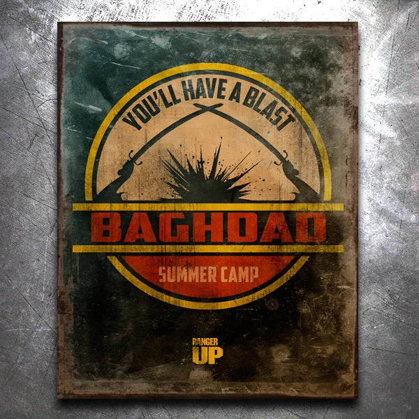 PTS Baghdad Summer Camp Vintage Tin Sign Veteran 3 PTS Baghdad Summer Camp Vintage Tin Sign Veteran