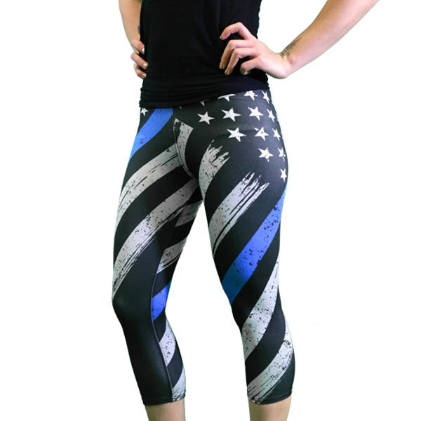 SV Leo Women's Thin Blue Line Crops 3 SV Leo Women's Thin Blue Line Crops