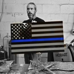 AMD American Liquid Metal - Thin Blue Line Flag Sign, Large Leo