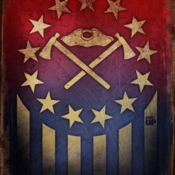 PTS Betsy Ross Tomahawk Vintage Tin Sign