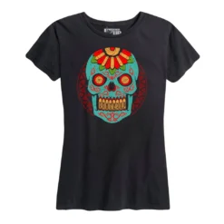 Ohio Women's Sugar Skull Blue Tee