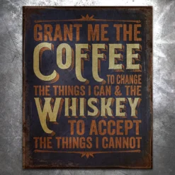 PTS Signs Coffee Whiskey Prayer Vintage Tin Sign