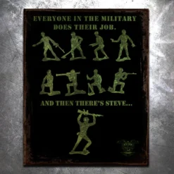PTS Green Army Man Vintage Tin Sign