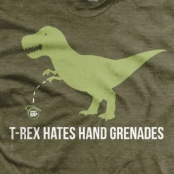 Ohio T-Rex Hates Hand Grenades T-Shirt Green