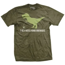 Ohio T-Rex Hates Hand Grenades T-Shirt Green