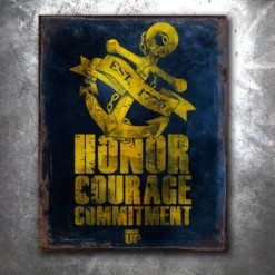 PTS Honor Courage Commitment Vintage Tin Sign Signs