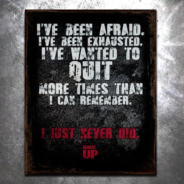 PTS Never Quit Vintage Tin Sign Signs 3 PTS Never Quit Vintage Tin Sign Signs