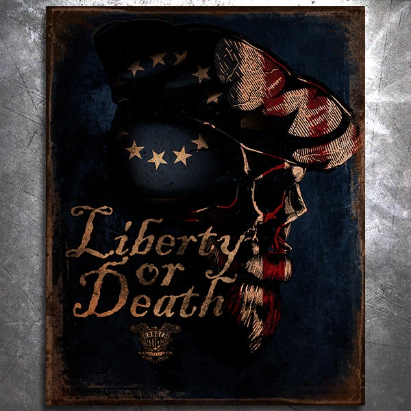 PTS Veteran Patriot Skull Vintage Tin Sign 3 PTS Veteran Patriot Skull Vintage Tin Sign