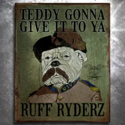 PTS Ruff Ryders Teddy Roosevelt Vintage Tin Sign Signs