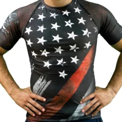 SV Men Thin Red Line Flag Rash Guard