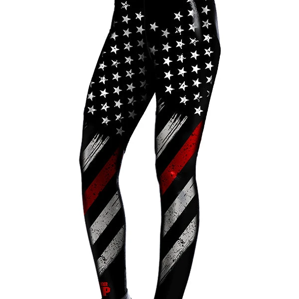 SV Firefighter Women's Thin Red Line Flag Leggings 3 SV Firefighter Women's Thin Red Line Flag Leggings
