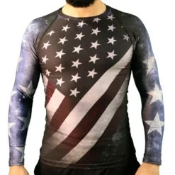 SV American Flag Long-Sleeve Rash Guard Men