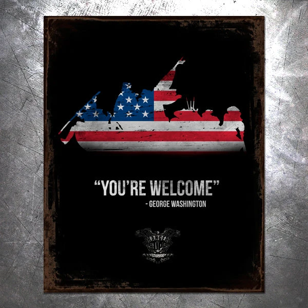 PTS George Washington You're Welcome Vintage Tin Sign Presidents 3 PTS George Washington You're Welcome Vintage Tin Sign Presidents